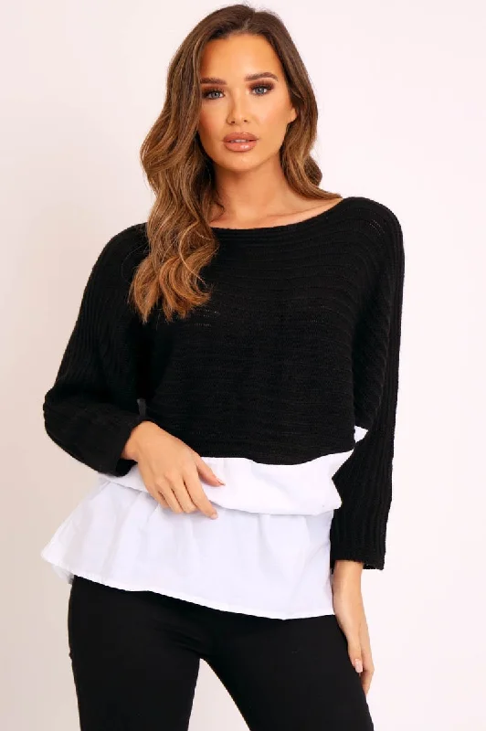 Get It Before It’s Gone comfortable pullover sweatshirtBlack Oversized Knitted Shirt Jumper - Payslie Get It Before It’s Gone comfortable pullover sweatshirtBlack Oversized Knitted Shirt Jumper - Payslie