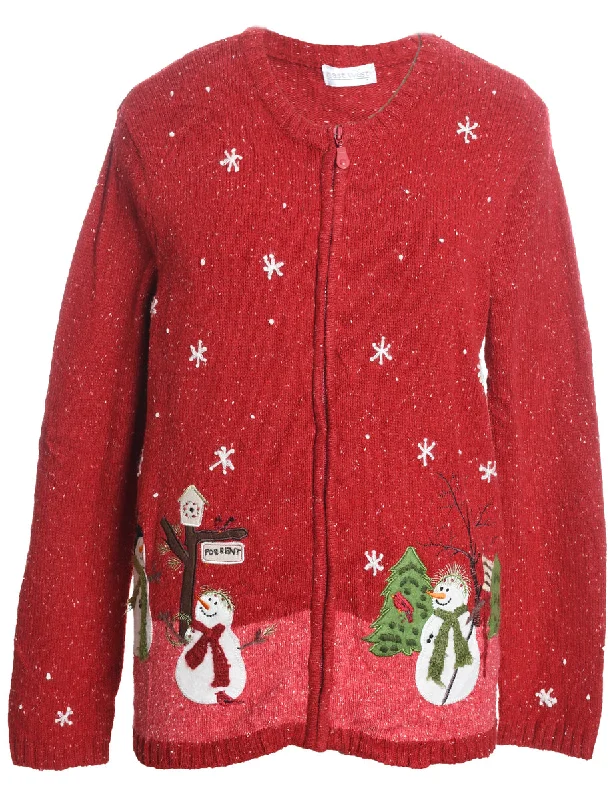 Deal of the Week Snowman Christmas Cardigan - L