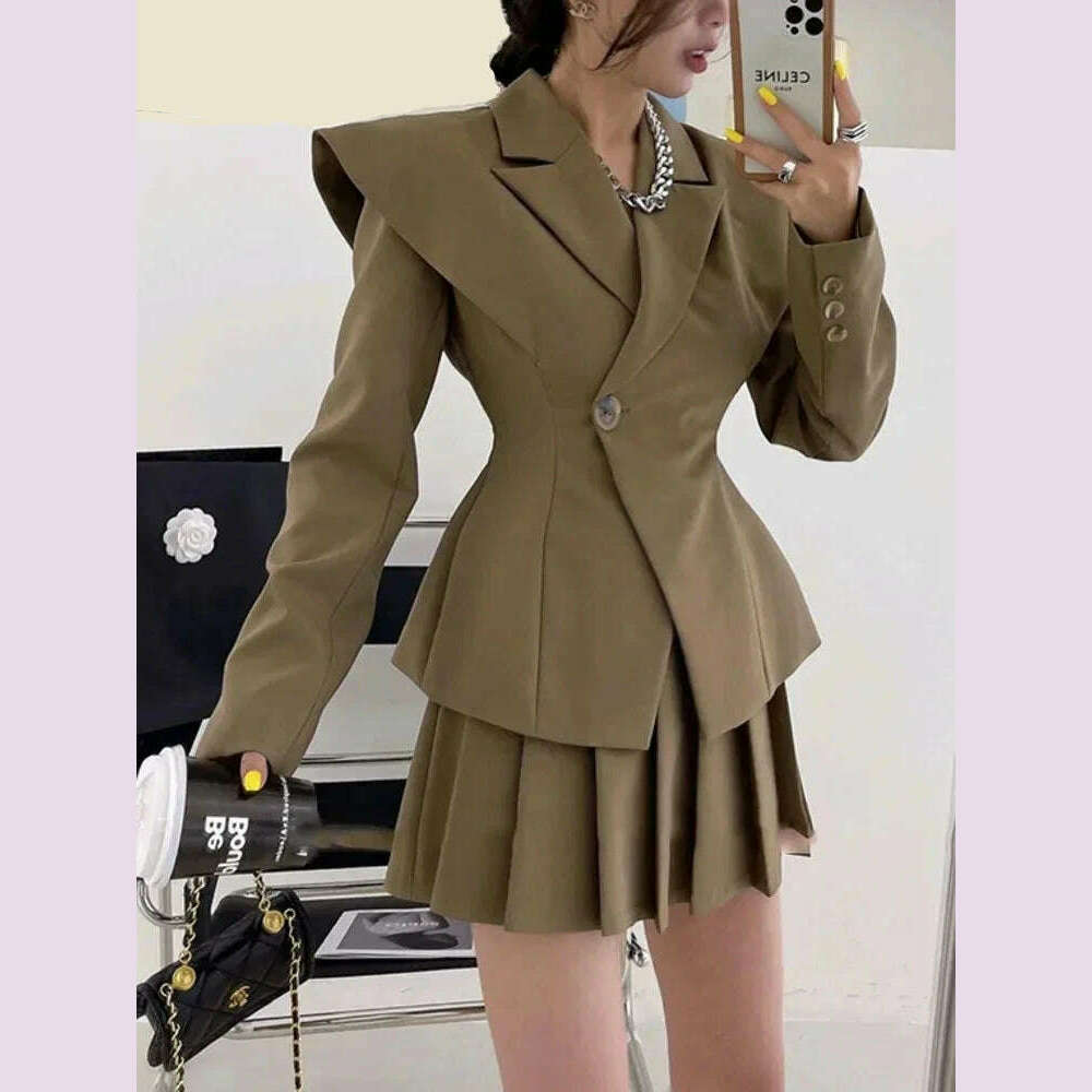 stylish raincoatBJTZ Fashion Office Lady Designer Short Blazer Women's Clothing Coat 2024 Spring Autumn New Fashion Pleated Skirt 2 Piece Female