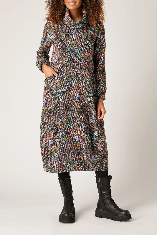Act Fast denim dressJacquard Bubble Dress - Multi