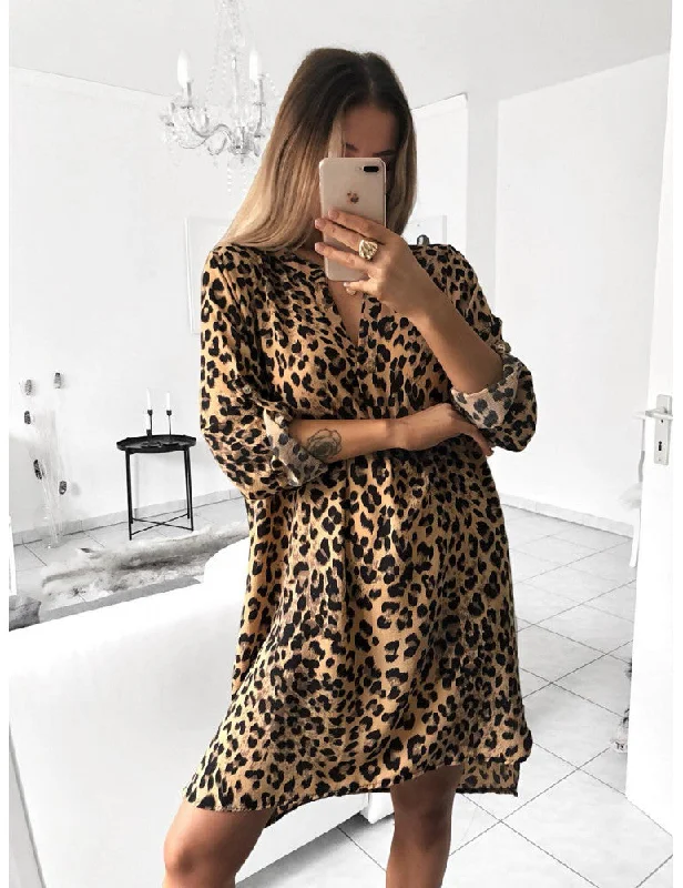 Quick Sale trendy mini dressPure Twist Front Tiger Print Shirt Dress - FINAL SALE