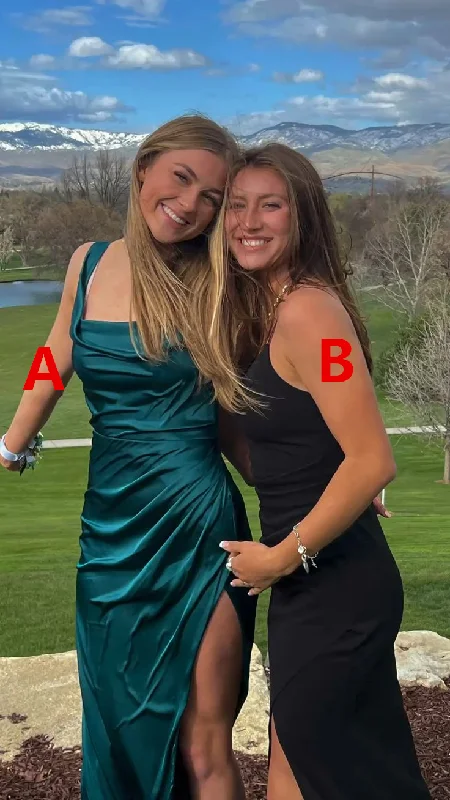 Sneak Peek Sale chic wrap dressGreen Straps Satin Elegant Simple Prom Dress with Slit, DP2532