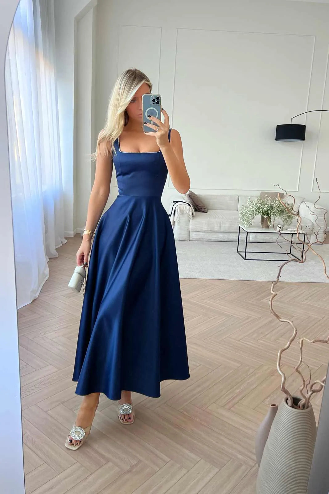 Bargain Blast Strap Decorated Bodice Midi Dress
