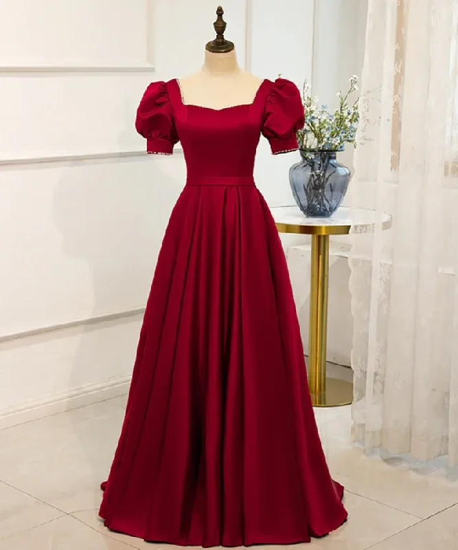 layered dressRed Puff Sleeve Prom Dress / Red Bridesmaid Dress / Victorian Dress Y1180