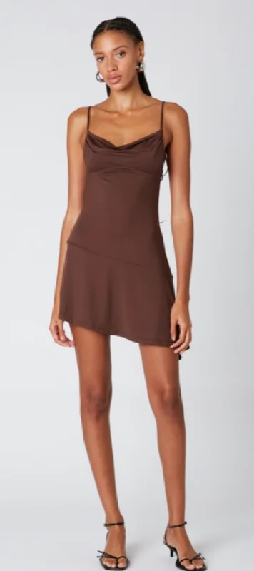 Online Only structured dressBrown Asymmetrical Mini Dress by NIA