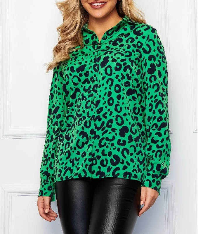 Markdowns backless dressDana Green Leopard Long Sleeve Shirt