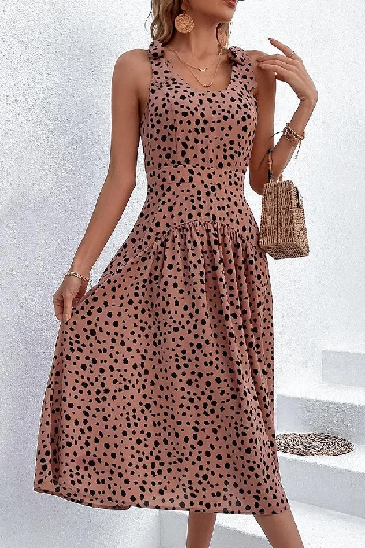 Deal Explosion sophisticated dressSEXY BACK RIBBON STRAP SLIM LEOPARD DRESS
