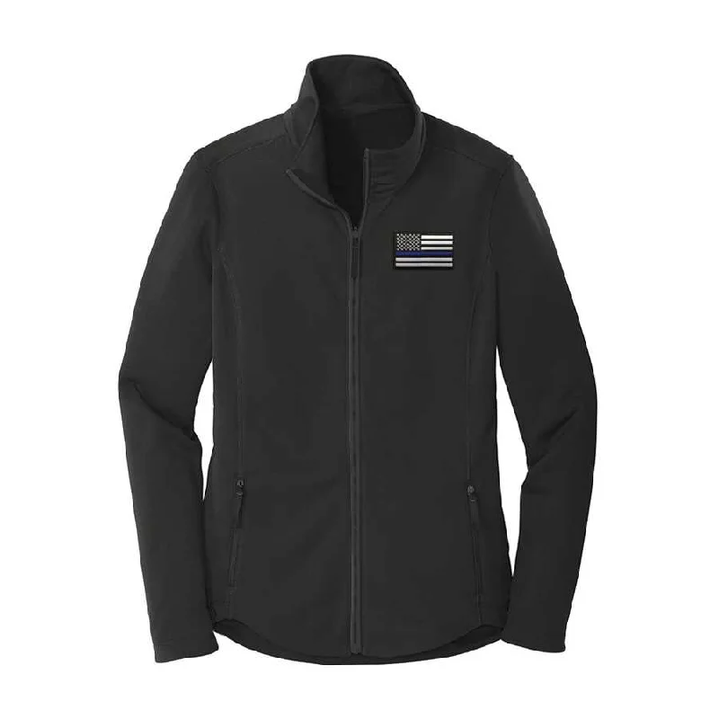 Mega Deal Women's Smooth Fleece Embroidered Jacket, Thin Blue Line USA
