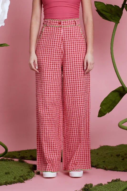 The Best Prices Alice Gingham Wide Leg Trousers - Pink
