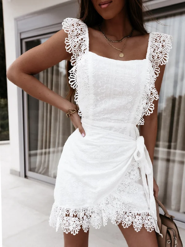 Flash Deals off-shoulder dressSleeveless Lace Open Back Dress