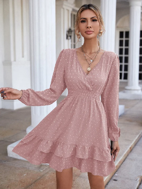 Special Price luxury dressUse Your Imagination Smocked Metallic Tie Dress - Latte
