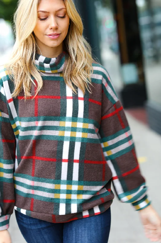 Act Now Embrace The Joy Multicolor Plaid Turtleneck Sweater (Open Pack)