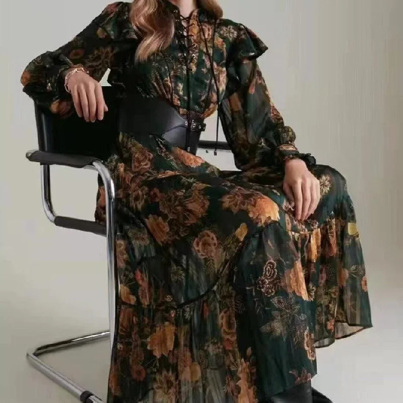 Midnight Madness shift dressKittenAlarm - Lanice Floral Sheer Chiffon Maxi Dress