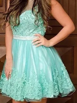 Price Blitz Homecoming Dress Sage Appliques Short Prom Dress Party Dress JK128