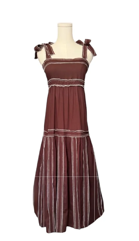 Overstock Lane Maxi Dress Brown with White