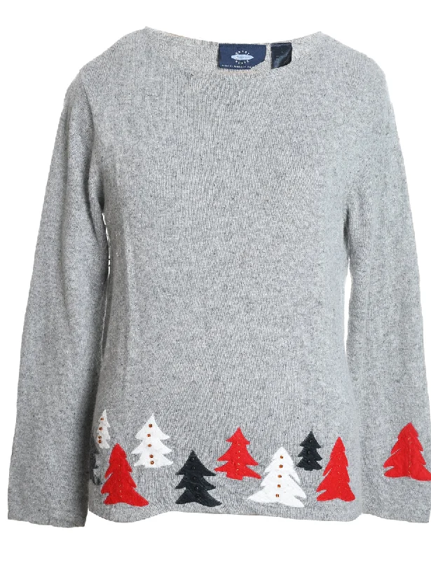 Bargain Prices Grey Christmas Jumper - L