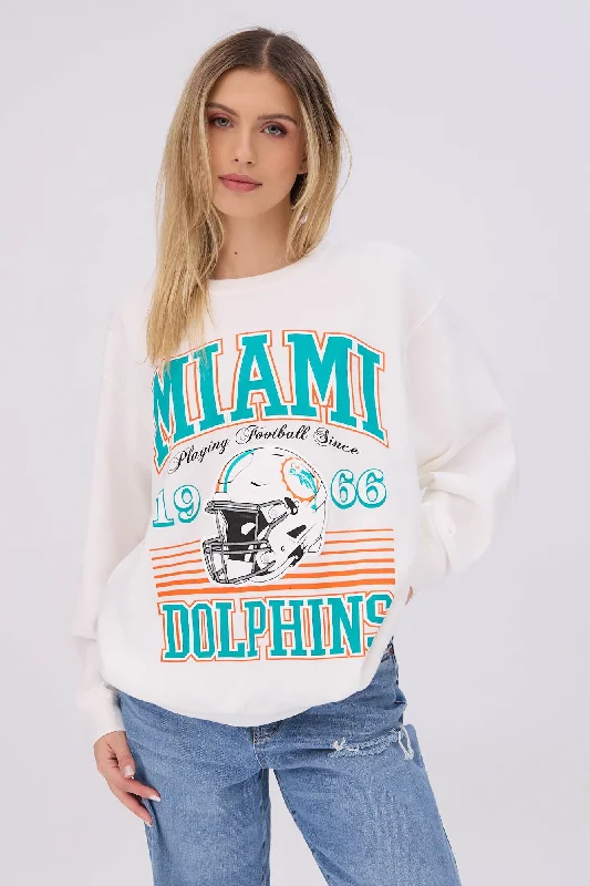 Price Cut warm pullover hoodieMiami Dolphins Graphic Crew Neck Sweatshirt