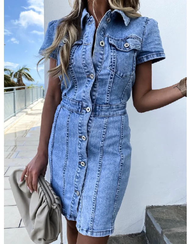 Exclusive Access boho-chic dressTribeca Pocketed Button Down Denim Dress - FINAL SALE Exclusive Access boho-chic dressTribeca Pocketed Button Down Denim Dress - FINAL SALE