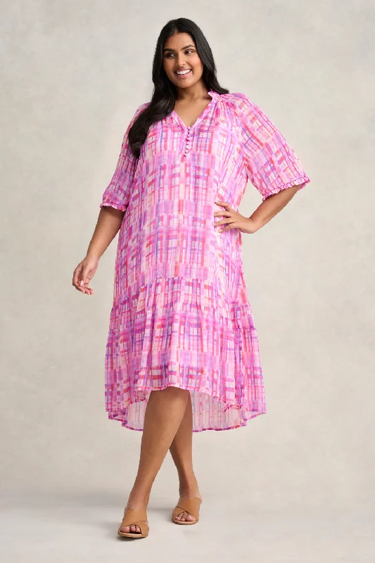 Can't Be Beat statement dressGeorgette Ruffle Dress - Abstract Check