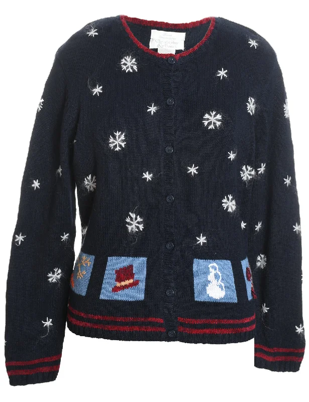 Flash Sale Snowfall Design Christmas Cardigan - M