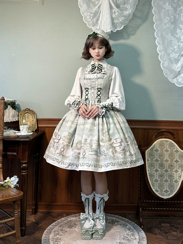 sleek dressAlice Girl~Iris Study Room~Elegant Lolita JSK Classic Lolita Dress With Square Neck