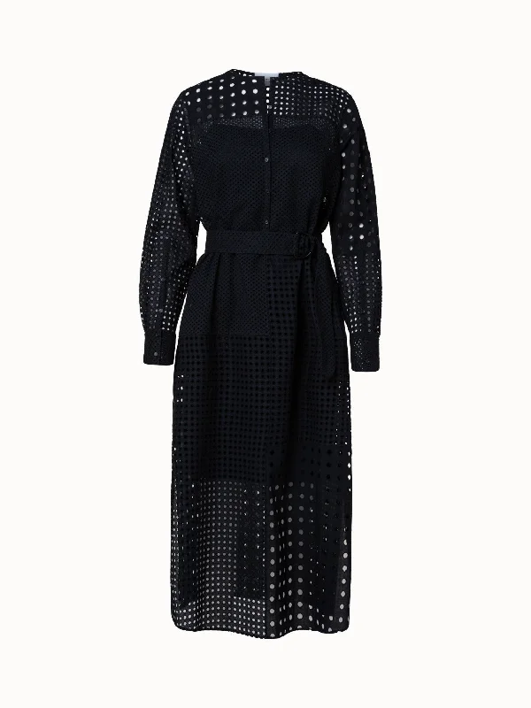 Price Drop textured dressCotton Eyelet Embroidery Patchwork Midi Dress