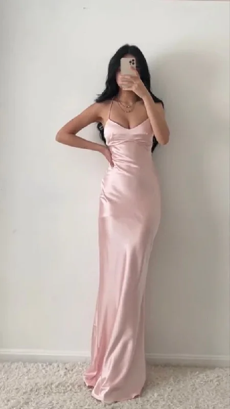 Major Savings casual day dressLight Pink Satin Sheath Elegant Simple Long Party Dress, DP2444 Major Savings casual day dressLight Pink Satin Sheath Elegant Simple Long Party Dress, DP2444