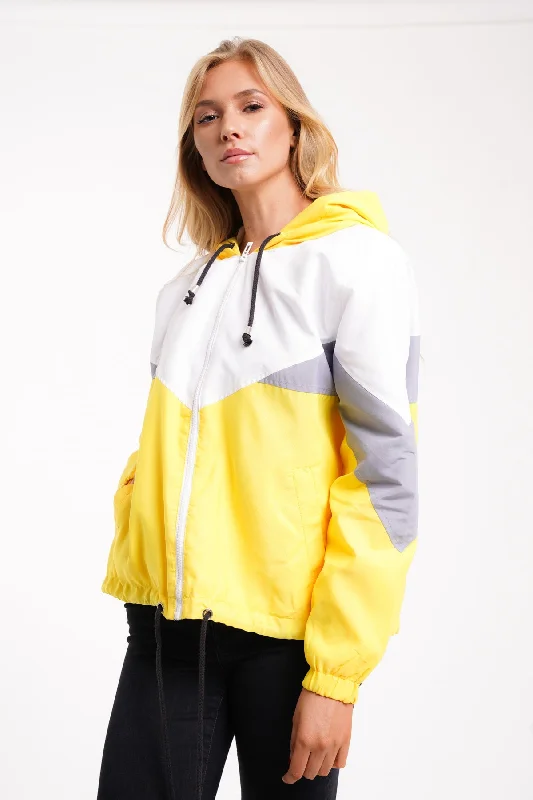 Hurry In summer floral dressMillie Yellow Colour Block Lightweight Jacket