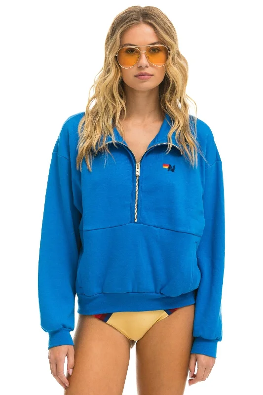 retro sports hoodieLOGO EMBROIDERY HALF ZIP SWEATSHIRT - OCEAN