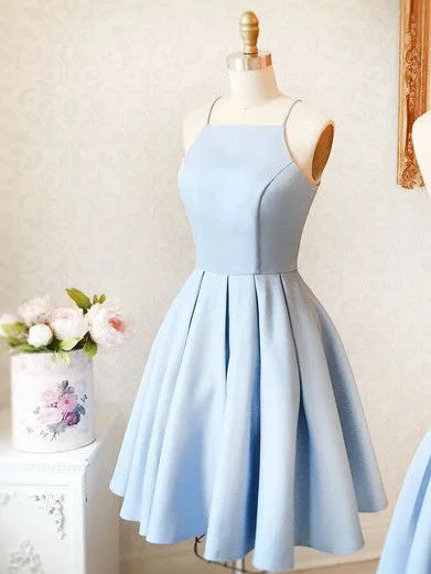 Members Only Homecoming Dress Sexy Satin Light Sky Blue Short Prom Dress Party Dress JK135