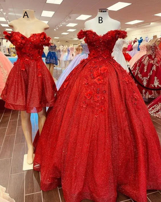 trendy bodycon dressSparkly Red Ball Gown Off The Shoulder Princess Dress Sweet 15 Dress  Y1211