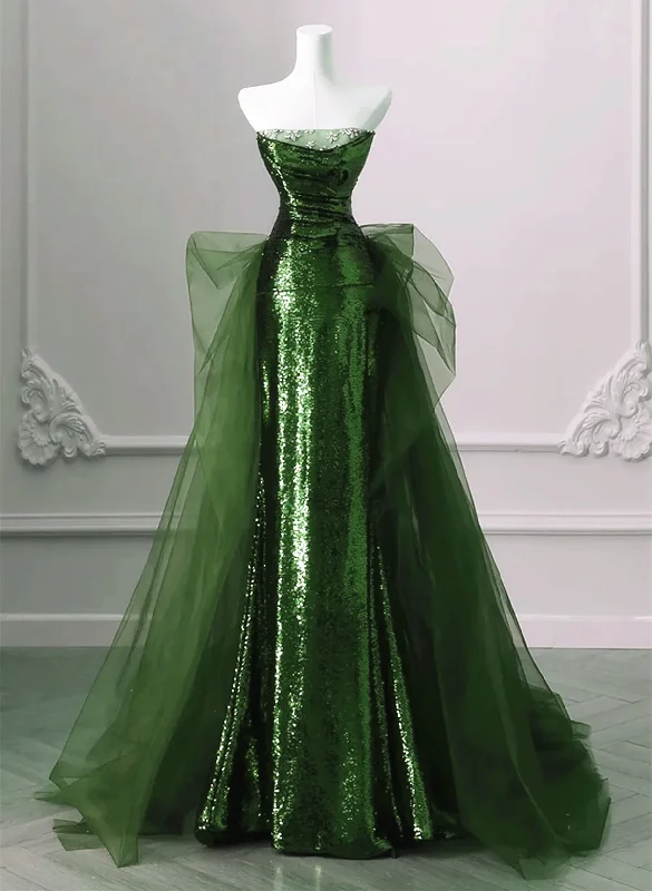 Amazing Deals flowy evening dressGreen Strapless Mermaid Sequins Long Evening Party Dress, DP2659