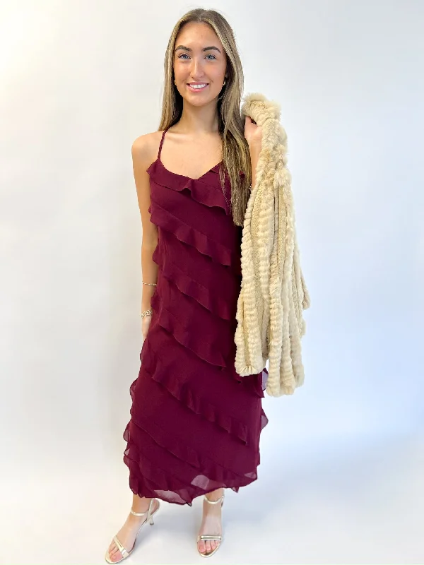 Flash Deals casual shift dressWine All Invited Maxi Dress