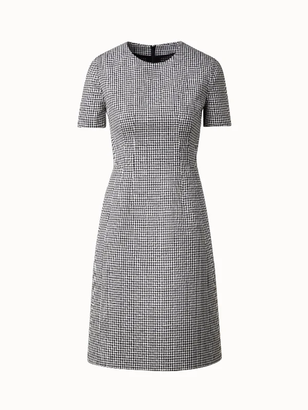 Savings Galore summer floral dressVichy Pleated Sheath Dress in Wool Double-Face