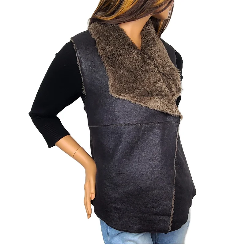 Limited Edition Dylan Faux Leather/Fur Snap Vest