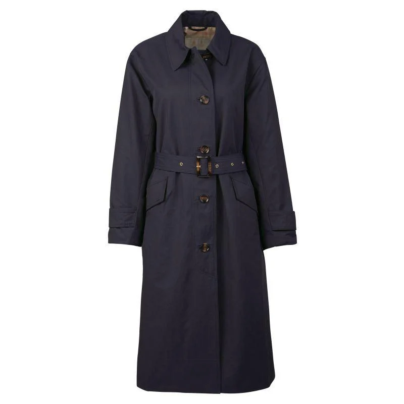 soft shell coatBarbour Opal Ladies Showerproof Trench - Midnight/Rosewood Tartan