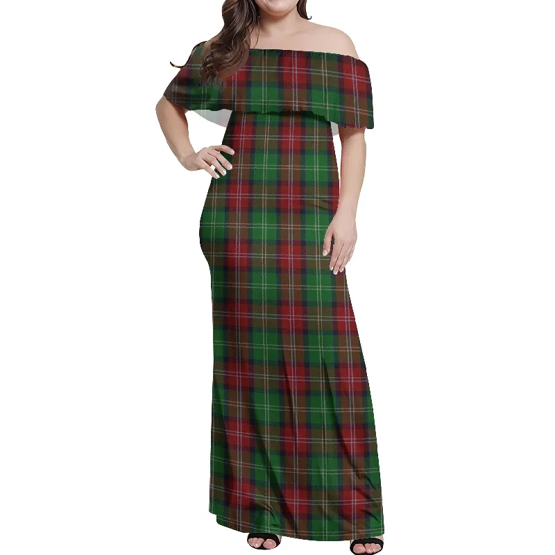 Get It Before It’s Gone Sawyer Tartan Off Shoulder Long Dress