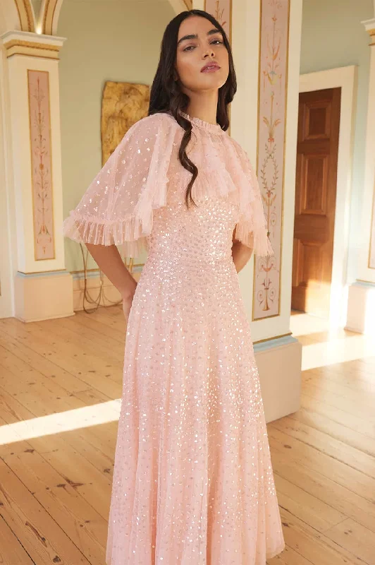 Deal of the Week Scatter Dot Short Cape Ankle Gown