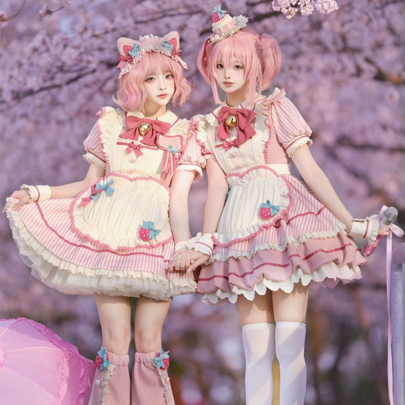 tiered dressSakurahime~Berry Bubble~Cute Lolita OP Dress Two Kawaii Styles