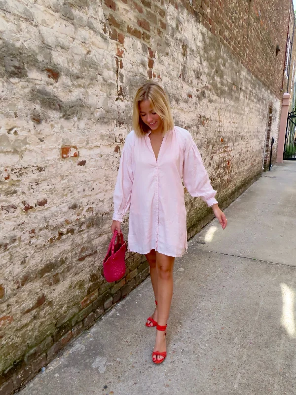 Act Now Geneva Mini Dress Light Pink Linen