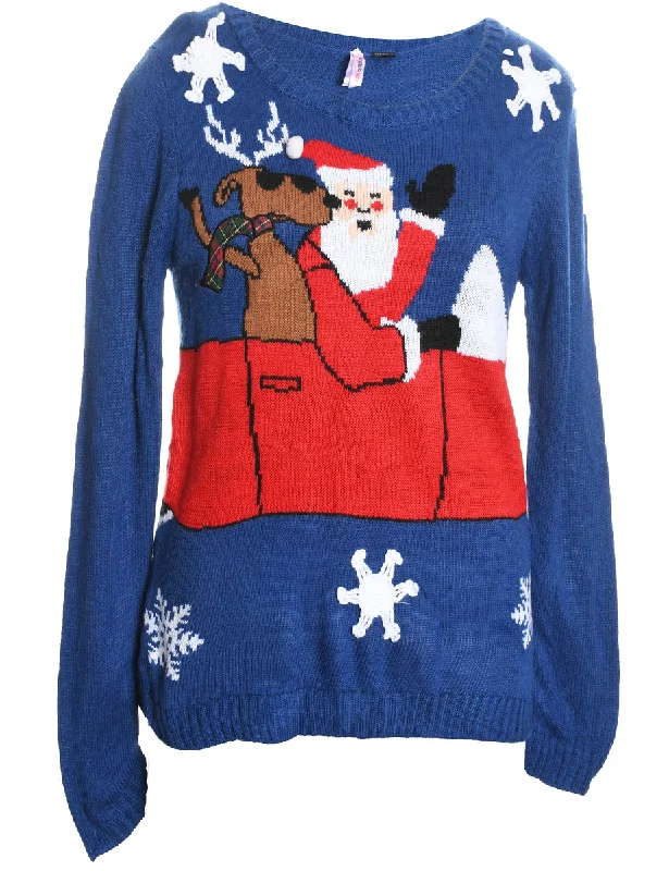 Act Now Santa Claus Christmas Jumper - L