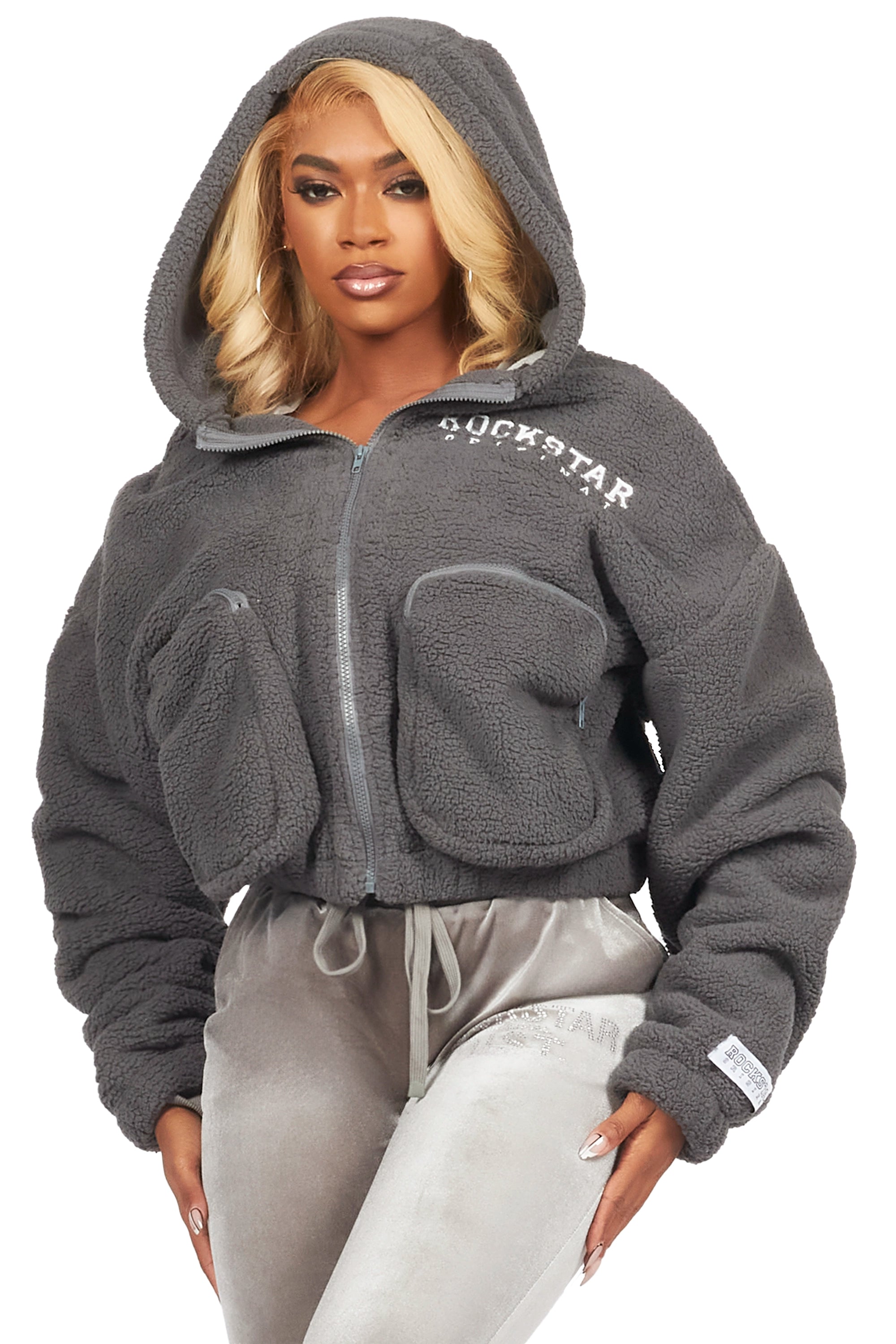 Great Deals Lonia Grey Sherpa Jacket