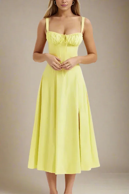 elegant maxi dressTaylor Bodycon Day Midi Dress - Sun Yellow