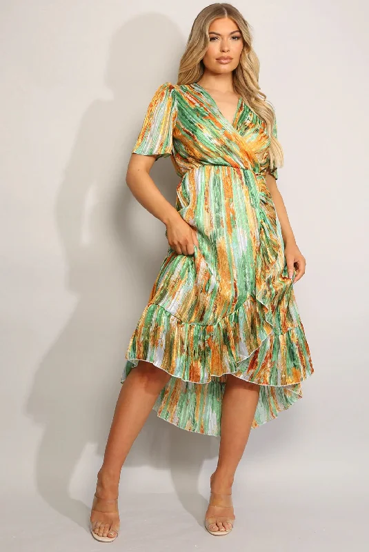 Big Discounts oversized dressEsme Green Wrap Style Frill Hem Midi Dress