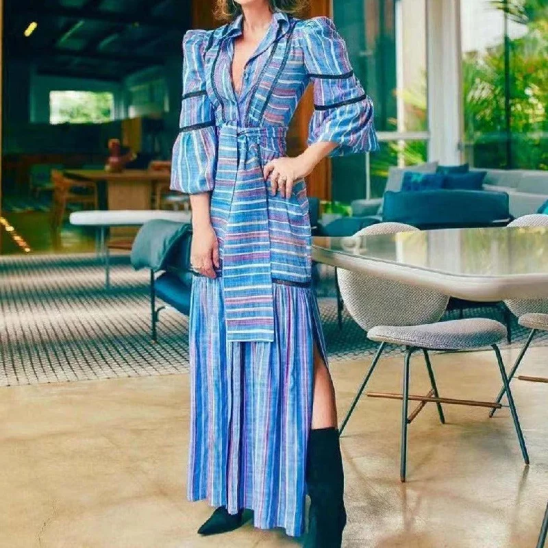Savings Event shift dressKittenAlarm - Vicki Stripe Pattern Maxi Dress