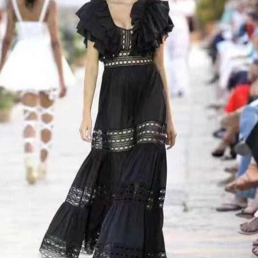 Price Drop sophisticated dressKittenAlarm - Brana Ruffle Sleeves Maxi Dress