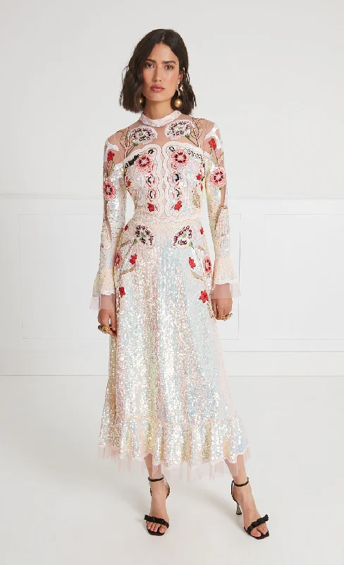 Massive Deals Remi Midi Show Dress - Iridescent Rose