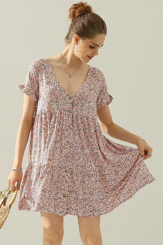 Major Savings midi dressV NECK BUTTON DOWN WITH RUFFLE SLEEVE DRESS
