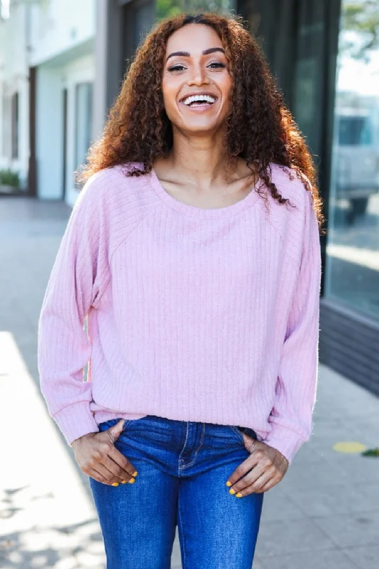 Special Promotion Mauve Brush Ribbed Sweater