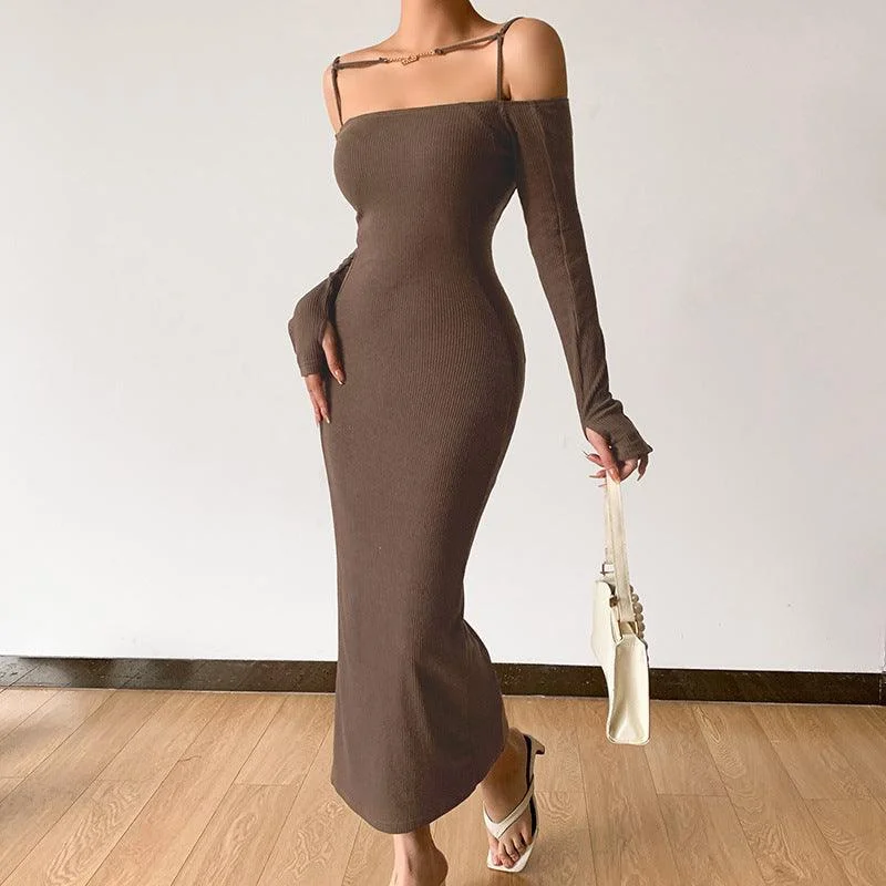 Hot Deal elegant dressKittenAlarm - Skyla Sold Cold Shoulder Maxi Dress